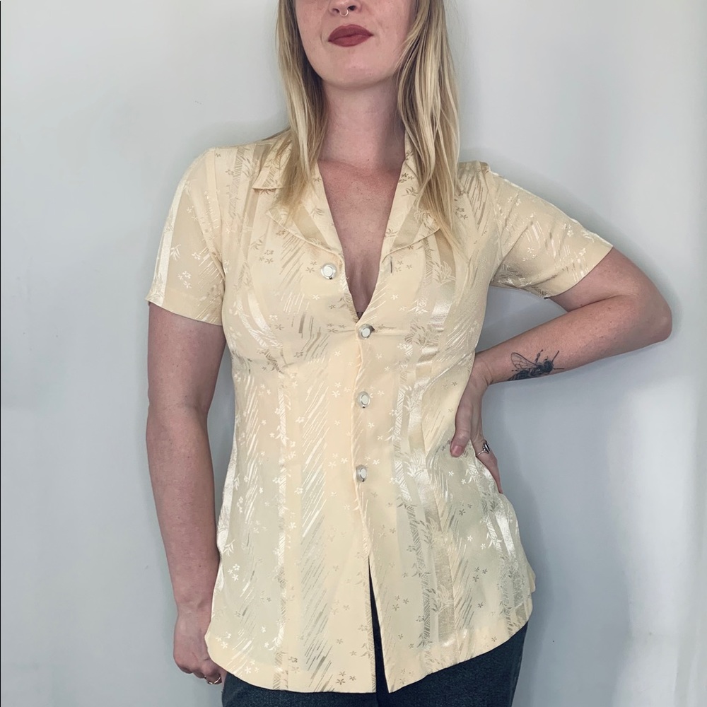 Silky Collared Button Up Blouse - image 3